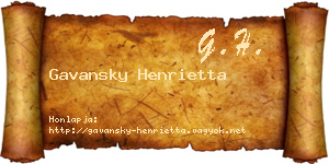 Gavansky Henrietta névjegykártya